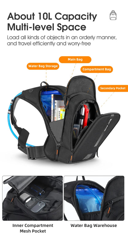 WEST BIKING 10L Ultralight Cycling Backpack Ergonomic Strap Reflective Bicycle Bag With Water Bag Traveling Hiking Cycling Bag