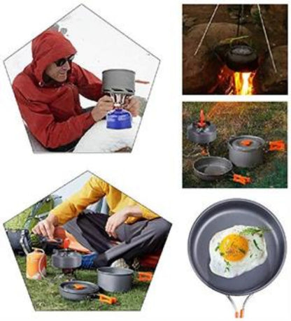 Camping Cooking Set Portable Lightweight Aluminum Camping Pot Set Hiking Picnicking Outdoor Travel Cooking Utensils Set