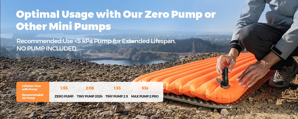 FLEXTAIL ZERO MATTRESS PLUS - 196cm Insulated Sleeping Pad with 5.6/6.0 R-Value, Ultralight Inflatable Camping Mat