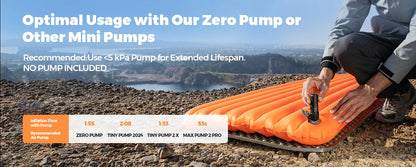 FLEXTAIL ZERO MATTRESS PLUS - 196cm Insulated Sleeping Pad with 5.6/6.0 R-Value, Ultralight Inflatable Camping Mat