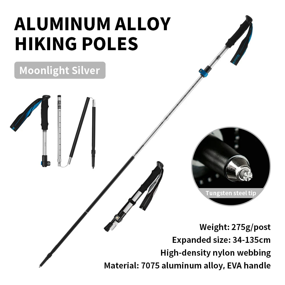 Naturehike 2026 New Trekking Poles Ultralight Folding 1Pcs Walking Cane High Load Aluminum Hiking Walking Telescopic Stick