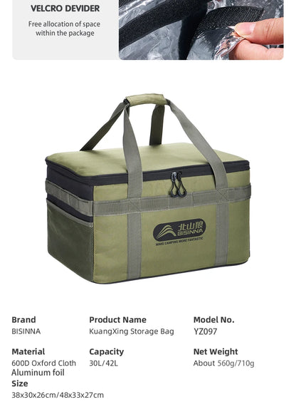BISINNA Tactical Camping Storage Bag Picnic Thermal Bag Insulated Folding Box Portable Camping Tableware Equipment Outdoor Gear