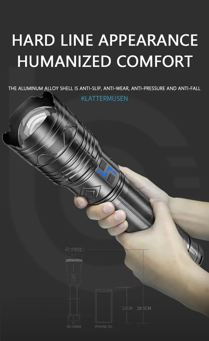 20000LM Super Bright Tactical Flashlight 100W GT60 Long Range Powerful LED Torch USB Rechargeable Using 4 181350A Batteries