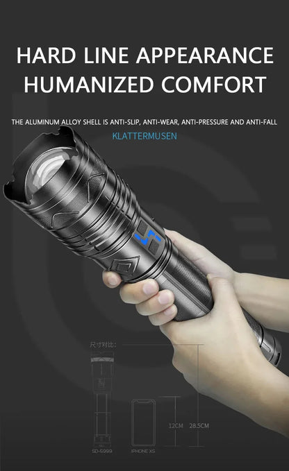 20000LM Super Bright Tactical Flashlight 100W GT60 Long Range Powerful LED Torch USB Rechargeable Using 4 181350A Batteries