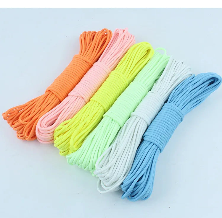 Glow in The Dark Luminous Paracord Rope 9 Strands 4mm Nylon 550 Tent Cord Parachute Camping Bundle Lanyard Survival EDC