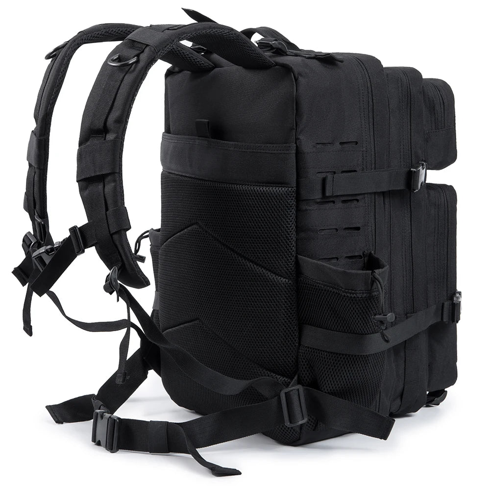 45L Tactical Backpack For Men With MOLLE Webbing System Outdoor Survival Gym Fitness Hiking Camping Backpack Dual Cup Holders Large Capacity Rucksack For Wilderness Trip Travel Daily Work Commute Outdoor Camping Activities Ge