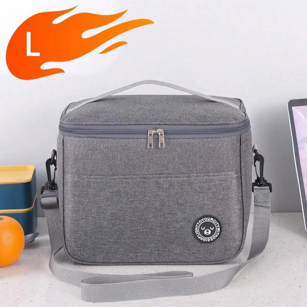 Capacity hand-held with shoulder strap insulated bag, lunch box bag, student thickened waterproof lunch bag。-zmt