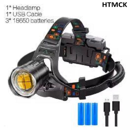 Zoomable LED Headlamp USB Rechargeable Super Bright Waterproof Head Torch High Power Outdoor Head Light for Camping Hiking Worki
