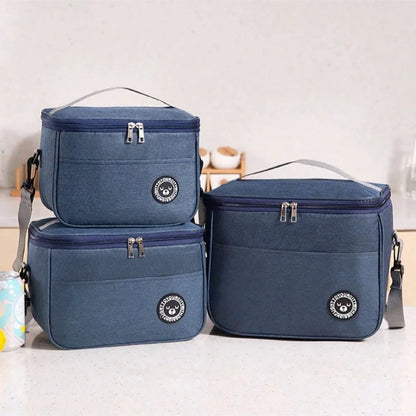 Capacity hand-held with shoulder strap insulated bag, lunch box bag, student thickened waterproof lunch bag。-zmt