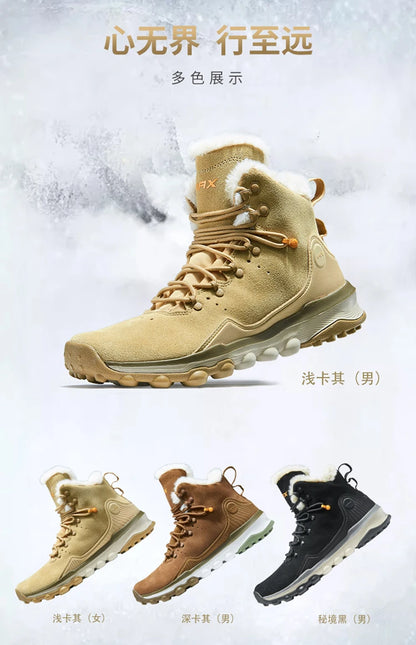RAX Hiking Boots Men Waterproof Winter Snow Boots Fur lining Lightweight Trekking Shoes Warm Outdoor Sneakers Mountain Boots Men