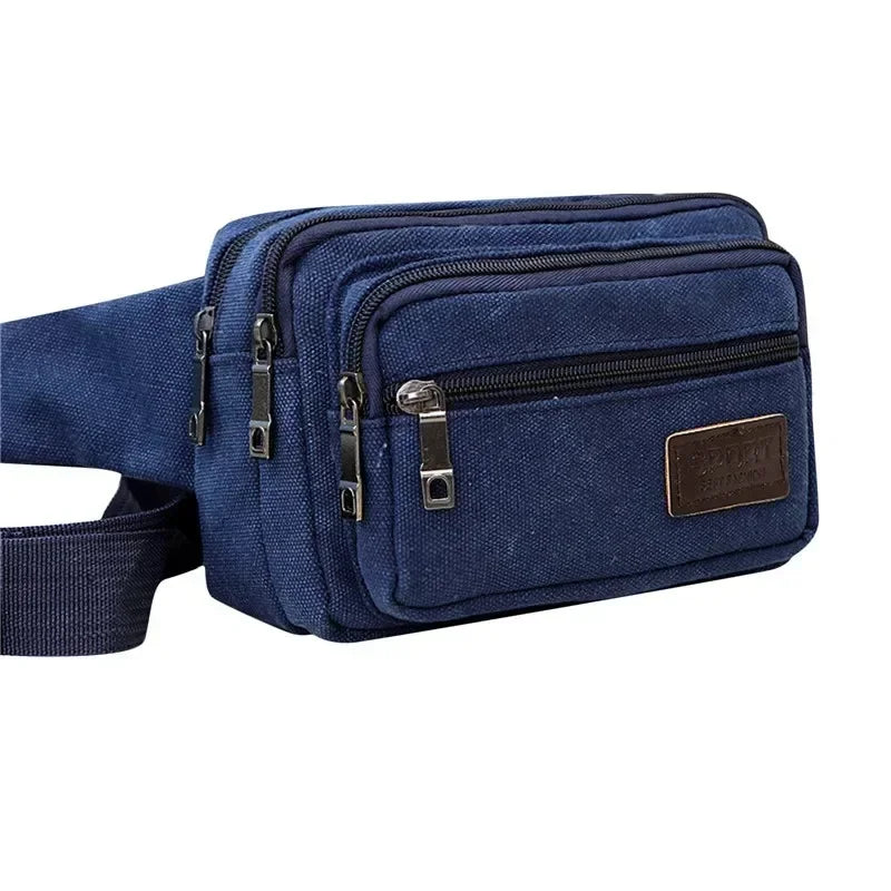 Canvas Waist Bag Outdoor Sports Multifunctional Male Waist Pack High Quality Durable High-capacity Bags Portable Phone Purse