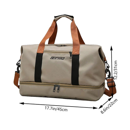 Large Capacity Travel Bag, Dry Wet Separation Design, Foldable Waterproof Gym Bag,Shoe Compartment, Ideal for Outdoor Activities