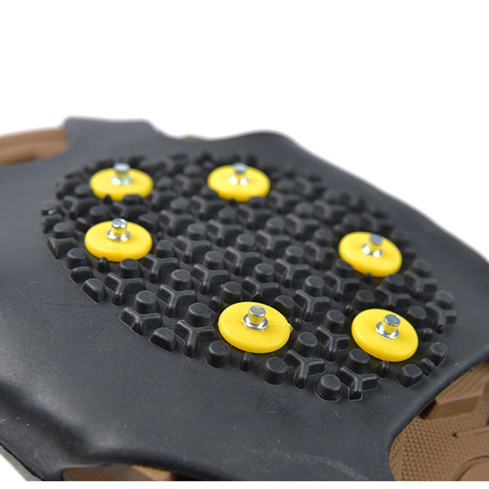 1Pair 10 Teeth Snow Ice Claw Climbing Anti-Slip Ice Grips Shoe Spikes Crampon Cleats Sport Shoes Cover for Walking Hiking Boots