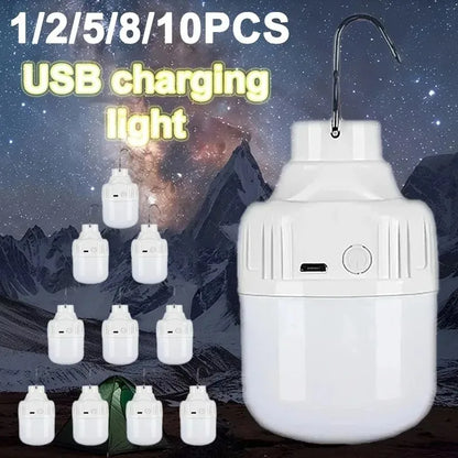 1-10PCS USB Rechargeable LED Camping Light Waterproof Portable High Power Outdoor Lantern for Hiking BBQ Emergency Hunting