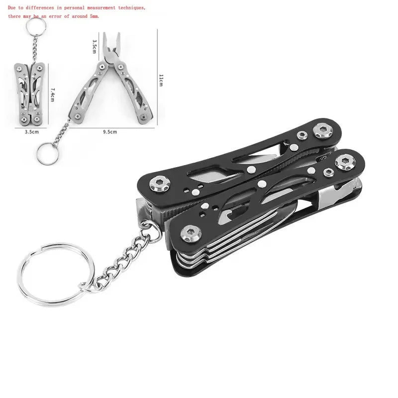 11 IN 1 Multi-purpose Knife Multitools Stainless Steel Folding Knife Wood Handle Outdoor Keychain Pocket Knife Tools