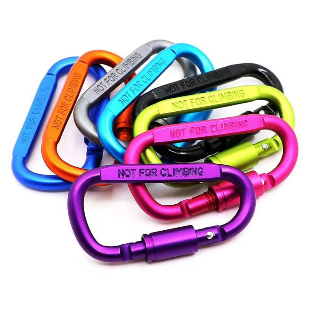 Outdoor Aluminium Alloy Sports Keychain High Quality Multi Colors with Lock D-shape Carabiner Camping Hiking Hook Outdoor Tool