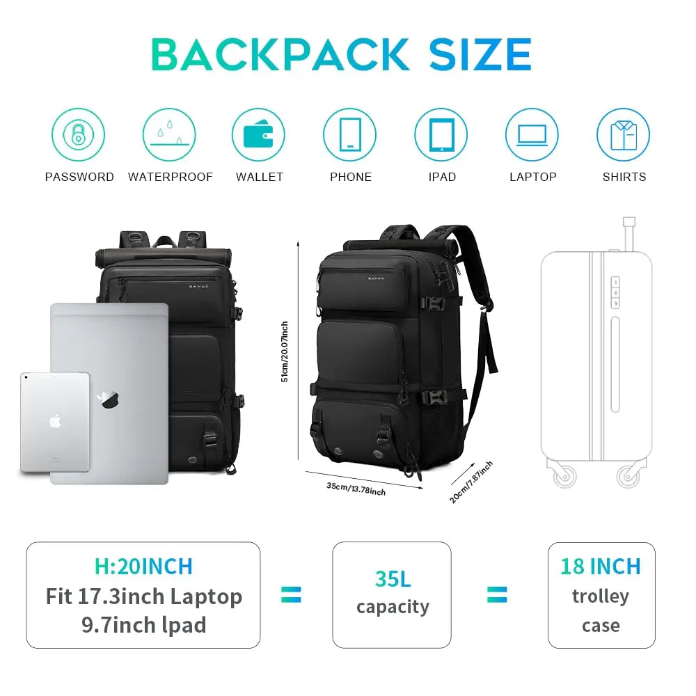 BANGE 30L Anti-Theft Waterproof Hiking Camping Backpack Removable Trekking Bag Rucksack Big Capacity Travel Outdoor Sports Bags