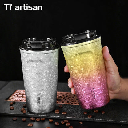 Tiartisan Pure Titanium Vacuum Insulated Cup 400ml / 500ml Double-Wall Coffee Mug Outdoor Camping Lightweight Thermos Cup