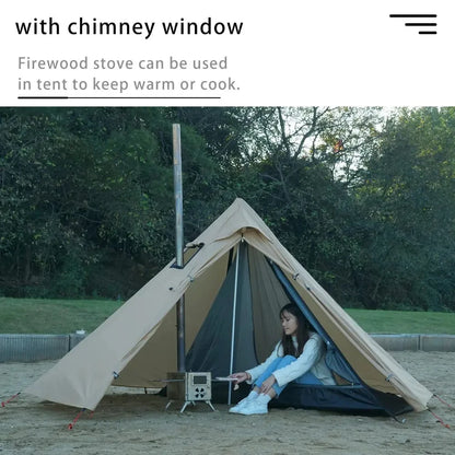 Camping Hot Tent with Chimney Window Outdoor Ultralight Tipi Teepee Tent Pyramid Double Layer Bushcraft 1 Person Tents Hot Tent