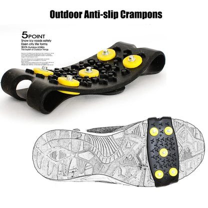 5-Stud Crampons for Snow and Ice Hiking Climbing Anti-slip Covers for Shoes Women Men Snow Boots Non-slip Ice Gripper Spikes