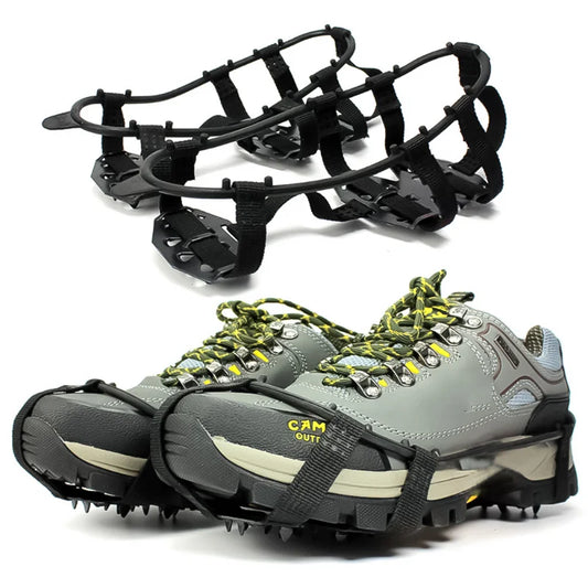 1Pair 24 Teeth Anti-Slip Ice Grips Gripper Shoes Boot Hiking Ice Climbing Shoe Spikes Climbing Chain Crampons Shoes Cover