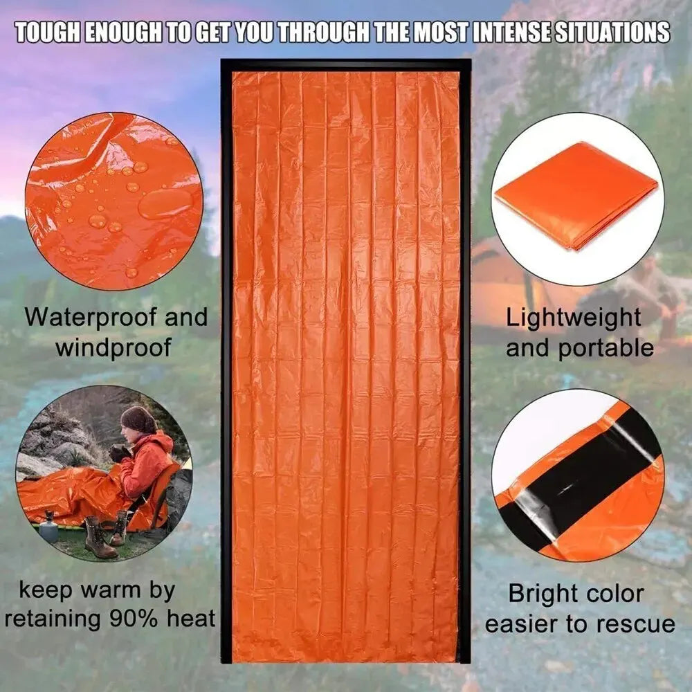 Emergency Sleeping Bag Ultra Waterproof Mylar Thermal Blankets Lightweight Survival Sleeping Bag Keep Warm for Camping Hiking