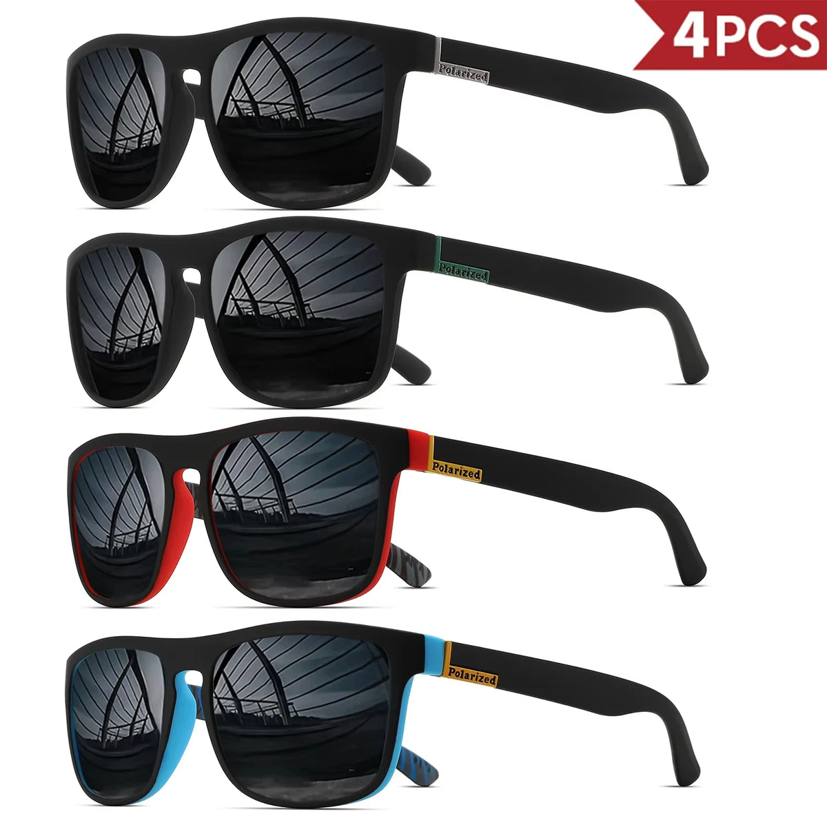 Classic Square Polarized Sunglasses (1-4 Pack)