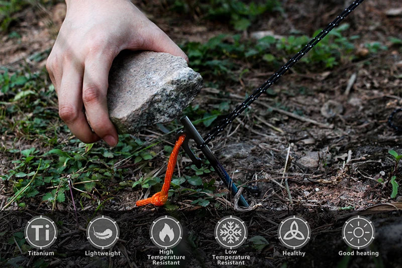 Boundless Voyage 6pcs Heavy Duty Titanium Alloy Camping Tent Stakes Peg for Outdoor Trip Hiking Gardening Ti4013P