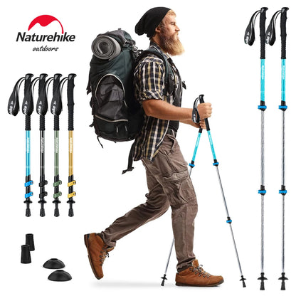 Naturehike Hiking Poles Three Sections Of Aluminum Pole For Mountaineering Hiking Skiing Travel Poles Climbing Trekking Pole