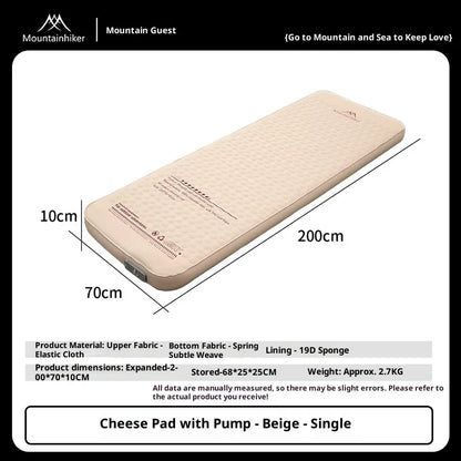 MOUNTAINHIKER Single Double Person Self-inflating Mattress Thick 10cm Compact Folding Camping Sleeping Bed Pad Air Mat Floor