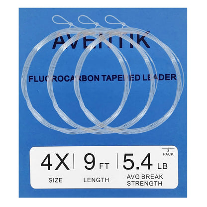 Aventik Premium Fluorocarbon Tapered Leaders 9ft (3 Pack)