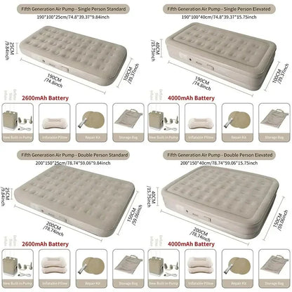 New Air Mattress Built-in Pump Self-inflating Mat Cushion Outdoor Tent Inflatable Bed Double sleeping Pad For Camping or Indoor