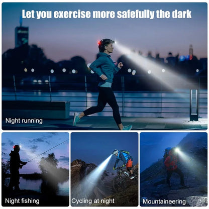 Powerful LED Induction Headlamp Use18650 Rechargeable battery Headlight Aluminium Outdoor camping Lamp High Lumen Head Torch