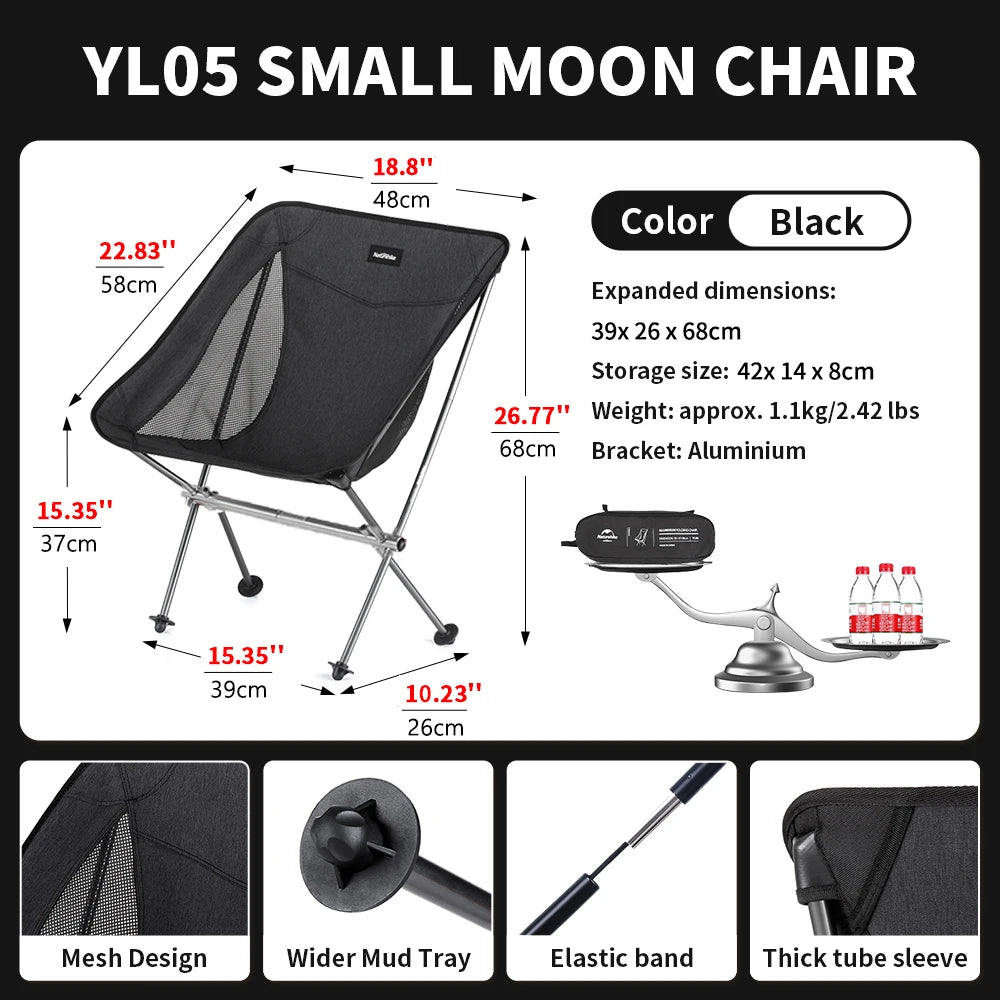Naturehike 2024 Camping Chair Ultralight High Load Folding Quick Build Garden Chair Outdoor Foldable Picnic Beach Moon Chair
