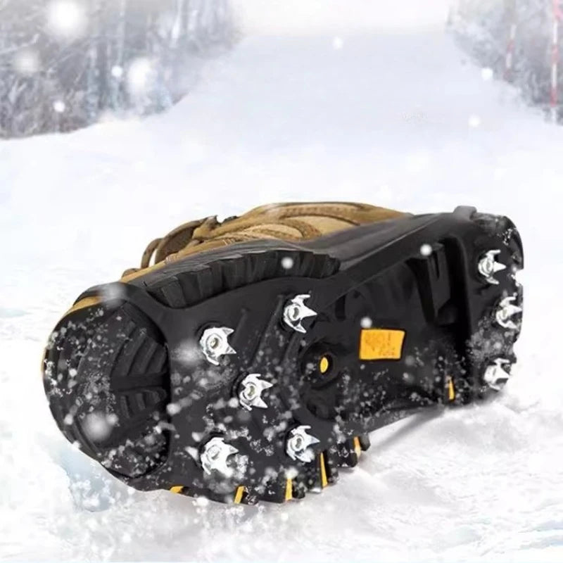 Outdoor Ice Cleats Anti Slip Shoe Covers Steel Studs Crampons for Walking on Snow and Icy Roads Winter Climbing Hiking Gear
