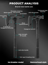 Multi-Purpose Tactical Camping Axe – Fire Engineer & Survival Logging Axe with Ice Breaking Cone