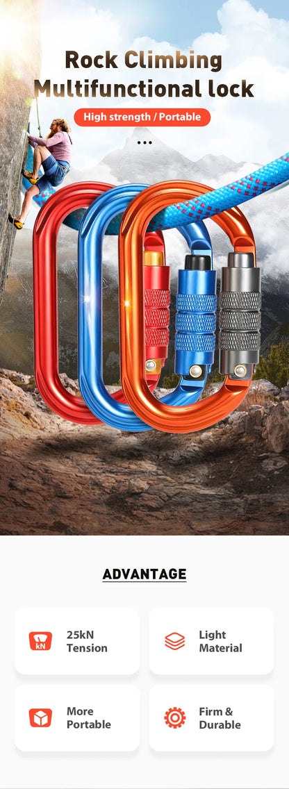 CLIWIZ Brand 25KN Auto Safety Lock Outdoor Professional Climbing Carabiner O Shape Aviation Aluminum Hooks