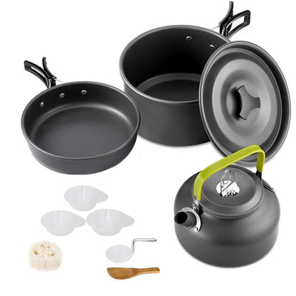 Camping Cooking Set Portable Lightweight Aluminum Camping Pot Set Hiking Picnicking Outdoor Travel Cooking Utensils Set