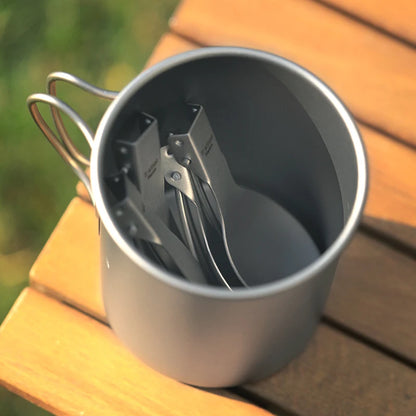 Tiartisan Titanium Folding Spork Outdoor Camping Ultralight Portable Tableware Backpacking Hiking Dinner Spork Utensil