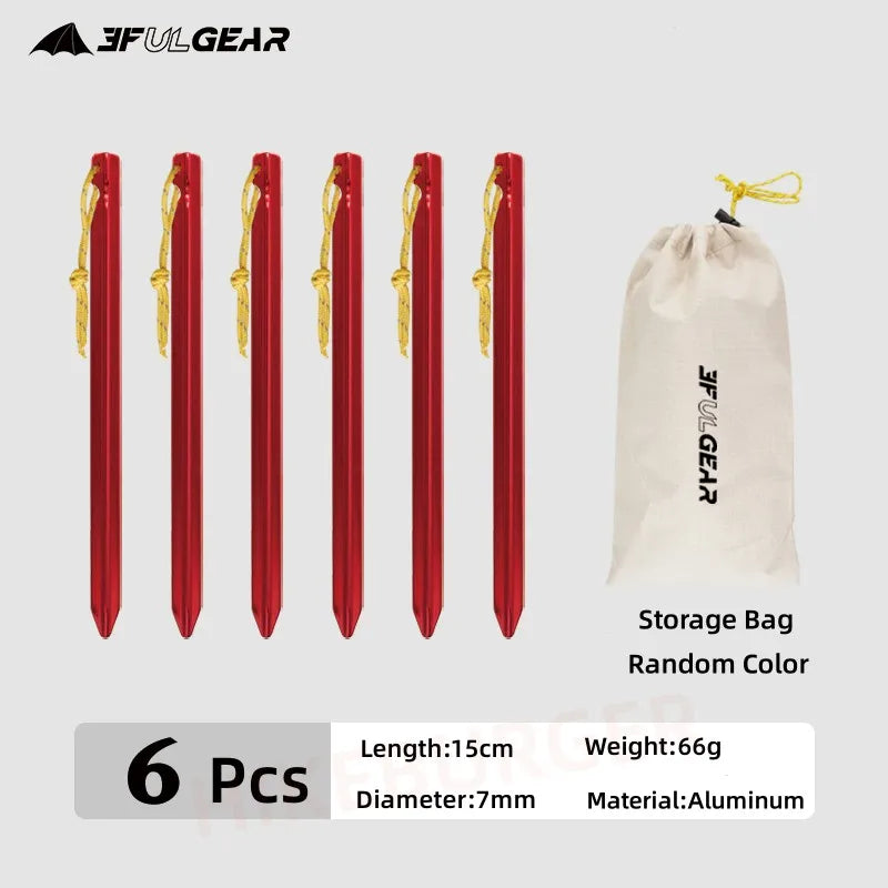 3F UL Gear 15.5cm/20cm Outdoor Ultralight Aluminum Alloy Stakes Camping Carbon Fiber Guy Line Canopy Rope Nails Tent Accessories