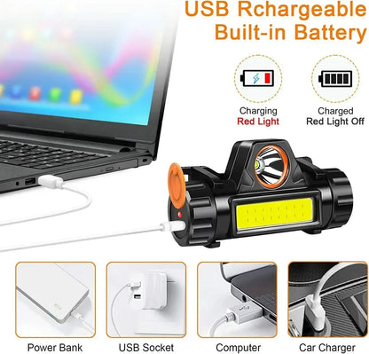 XP-G Q5 Headlamp Head Lamp Headlight Waterproof 2500lm Cob Led Built in Usb Rechargeable 14500 Battery Working Light