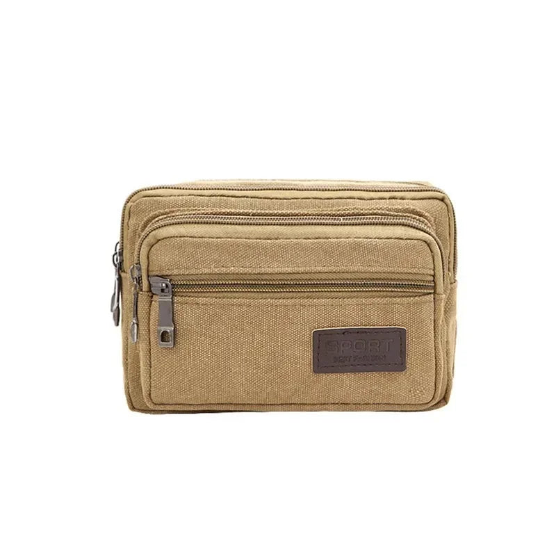 Canvas Waist Bag Outdoor Sports Multifunctional Male Waist Pack High Quality Durable High-capacity Bags Portable Phone Purse