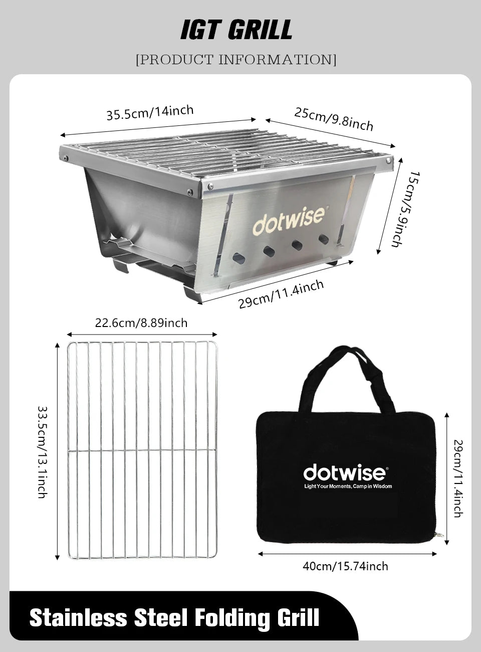 Dotwise Outdoor Barbecue Grill Portable Outdoor Stove IGT Table Stove Folding Firewood Stove Barbecue Camping Stove