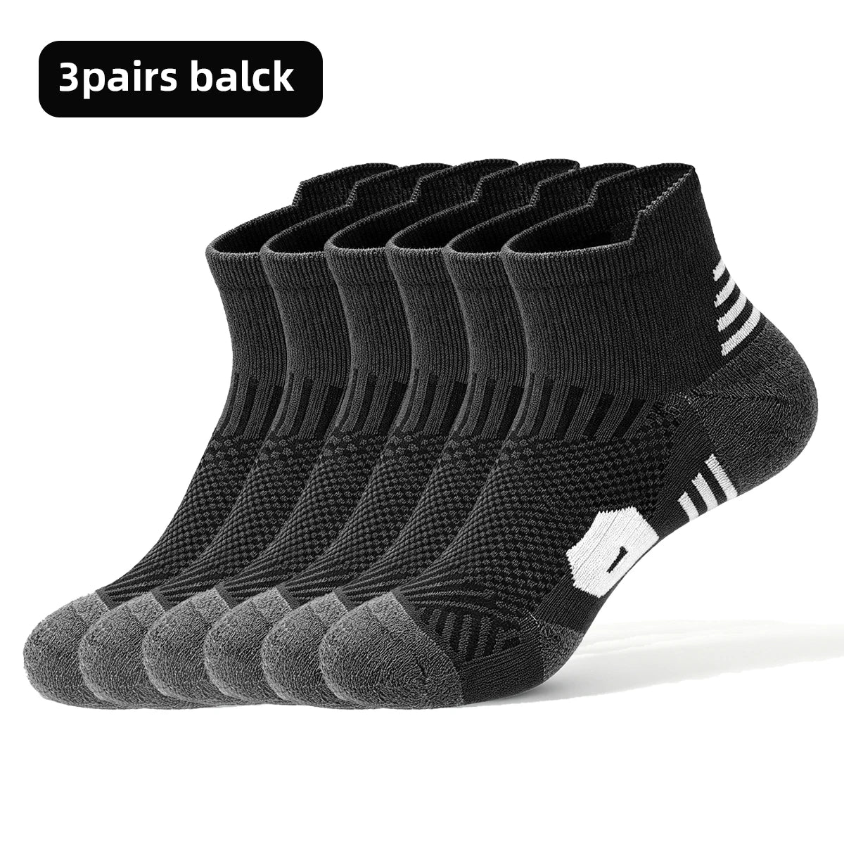 3 Pairs Sports Socks Men Women Short Running Socks Performance Ankle Cushion Wear-resistant Anti Slip Basketball Casual Socks
