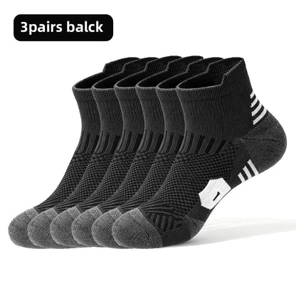 3 Pairs Sports Socks Men Women Short Running Socks Performance Ankle Cushion Wear-resistant Anti Slip Basketball Casual Socks