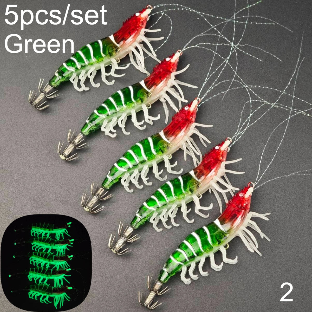Ackibbik Glow Shrimp Lures (5 Pack)