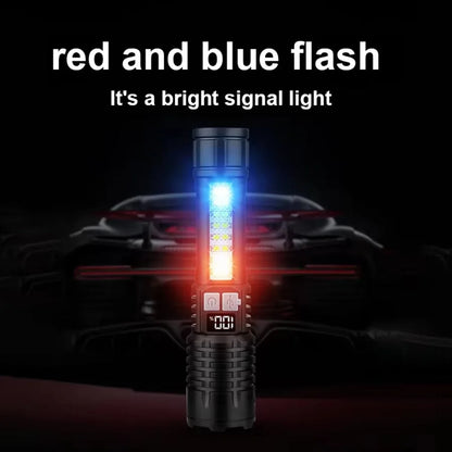 100000LM Super Bright Flashlight Rechargeable LED Torch Long Range Tactical Lamp for Outdoor Waterproof Camping Fishing Lantern