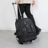 Large Capacity Travel Backpack With Wheels Hidden Pull Rod Waterproof Carry On Luggage Weekend Travel Bag For Men Business Trip