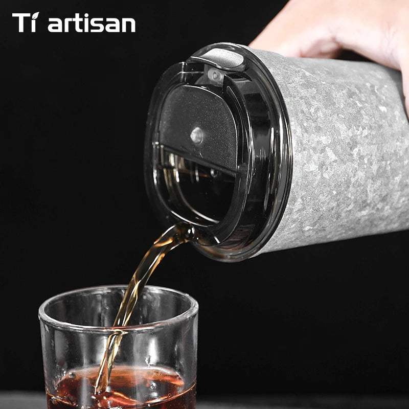 Tiartisan Pure Titanium Vacuum Insulated Cup 400ml / 500ml Double-Wall Coffee Mug Outdoor Camping Lightweight Thermos Cup