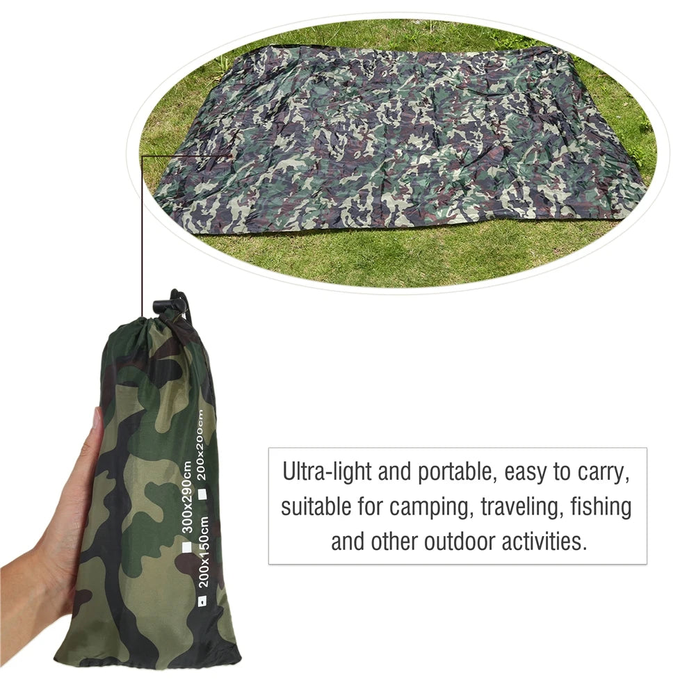 Camouflage Outdoor Portable Lightweight Rainproof Mat RainTent Tarp Shelter
